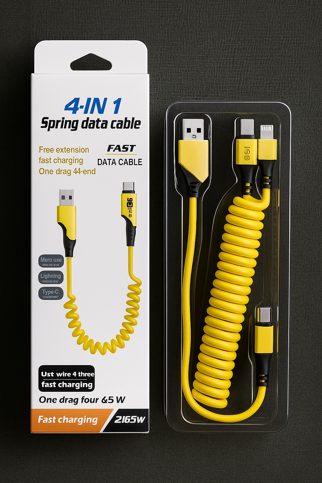 4-in-1 Spring Data Cable – Universal, Compact & Built to Last